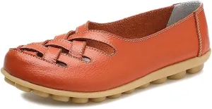 Women's Cowhide Leather Loafers Flats Sandals Slip-On