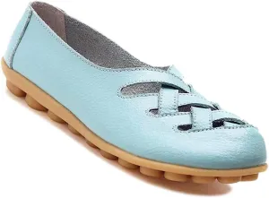 Women's Cowhide Leather Loafers Flats Sandals Slip-On