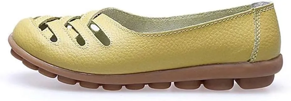 Women's Cowhide Leather Loafers Flats Sandals Slip-On
