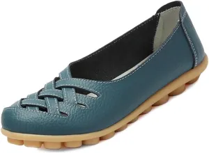 Women's Cowhide Loafers Flats Sandals Slip-On Driving Shoes