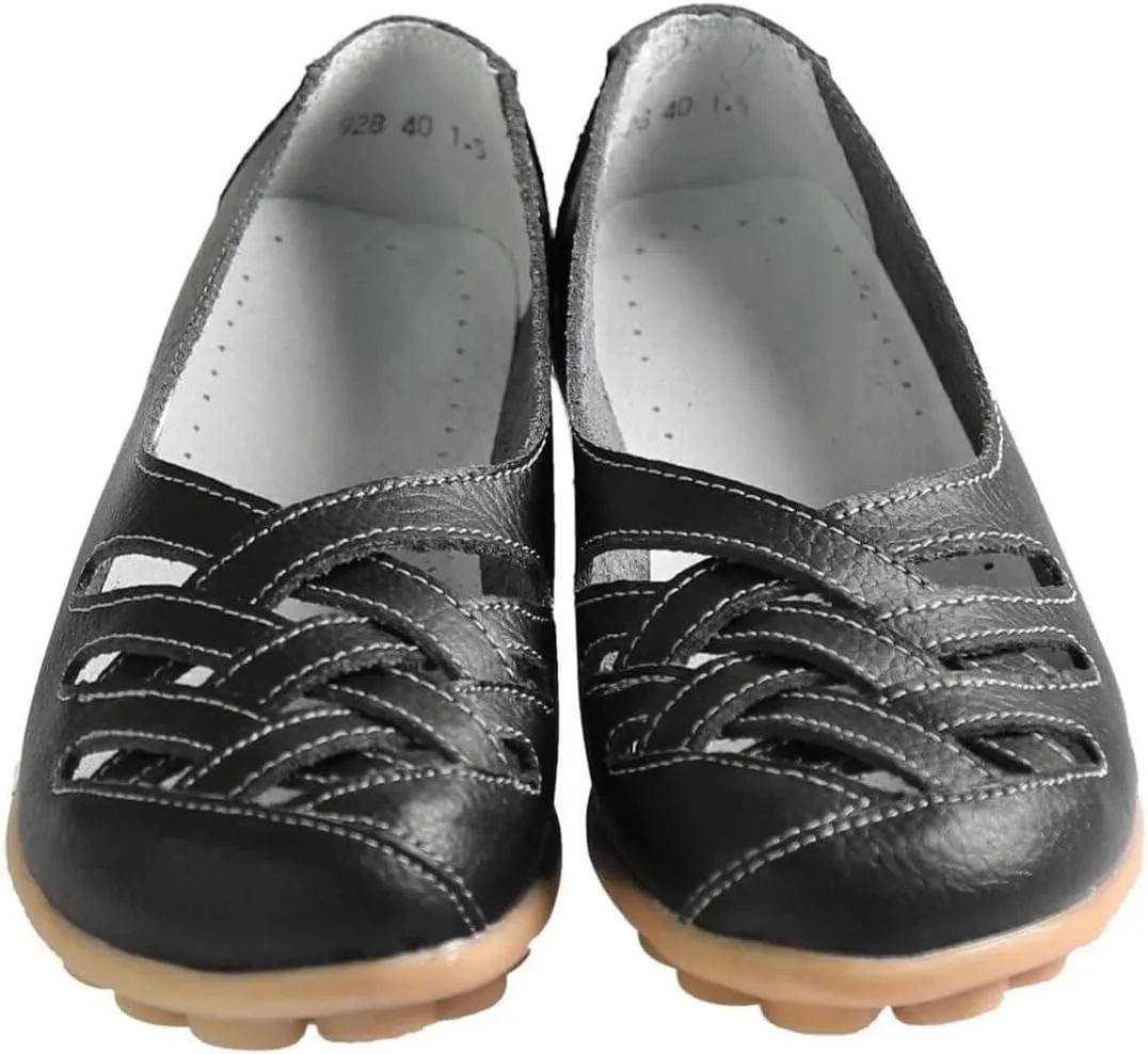 Women's Cowhide Loafers Flats Sandals Slip-On Driving Shoes
