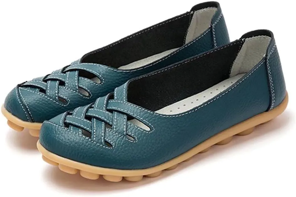 Women's Cowhide Loafers Flats Sandals Slip-On Driving Shoes