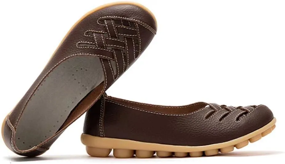 Women's Cowhide Loafers Flats Sandals Slip-On Driving Shoes