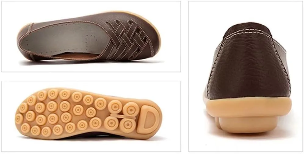 Women's Cowhide Loafers Flats Sandals Slip-On Driving Shoes