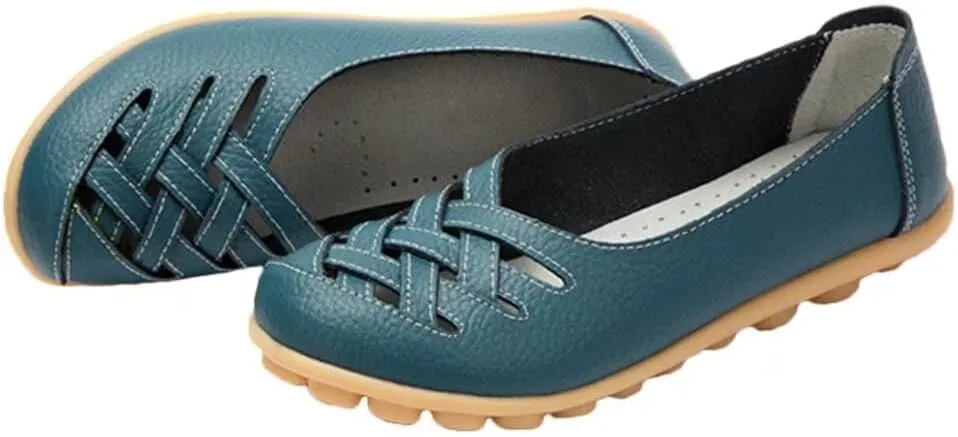 Women's Cowhide Loafers Flats Sandals Slip-On Driving Shoes