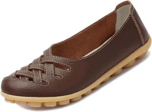 Women's Cowhide Loafers Flats Sandals Slip-On Driving Shoes