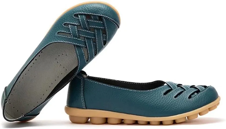 Women's Cowhide Loafers Flats Sandals Slip-On Driving Shoes