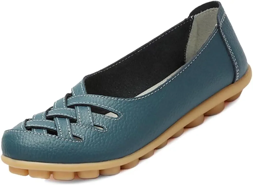 Women's Cowhide Loafers Flats Sandals Slip-On Driving Shoes