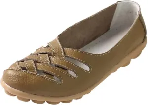 Women's Cowhide Loafers Flats Sandals Slip-On Driving Shoes
