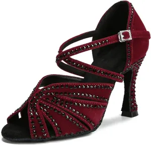 Women's Crystal-Embellished Platform Sandals - Strappy Mesh Design for Poolside Celebrations (8CM/3.15")