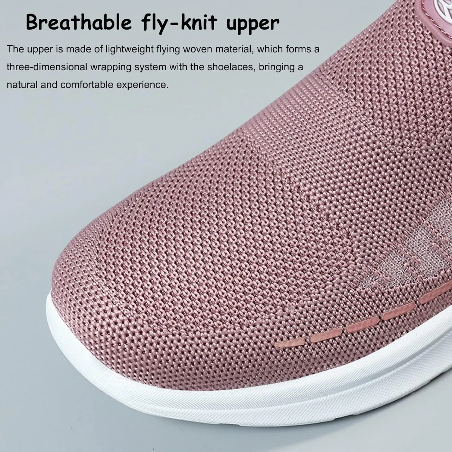 Women's Flat Breathable Fly Woven Mesh Sneakers,Casual Fashion Non-Slip Walking Shoes Comfortable Soft Sole Slip-on Loafers Tennis Shoes