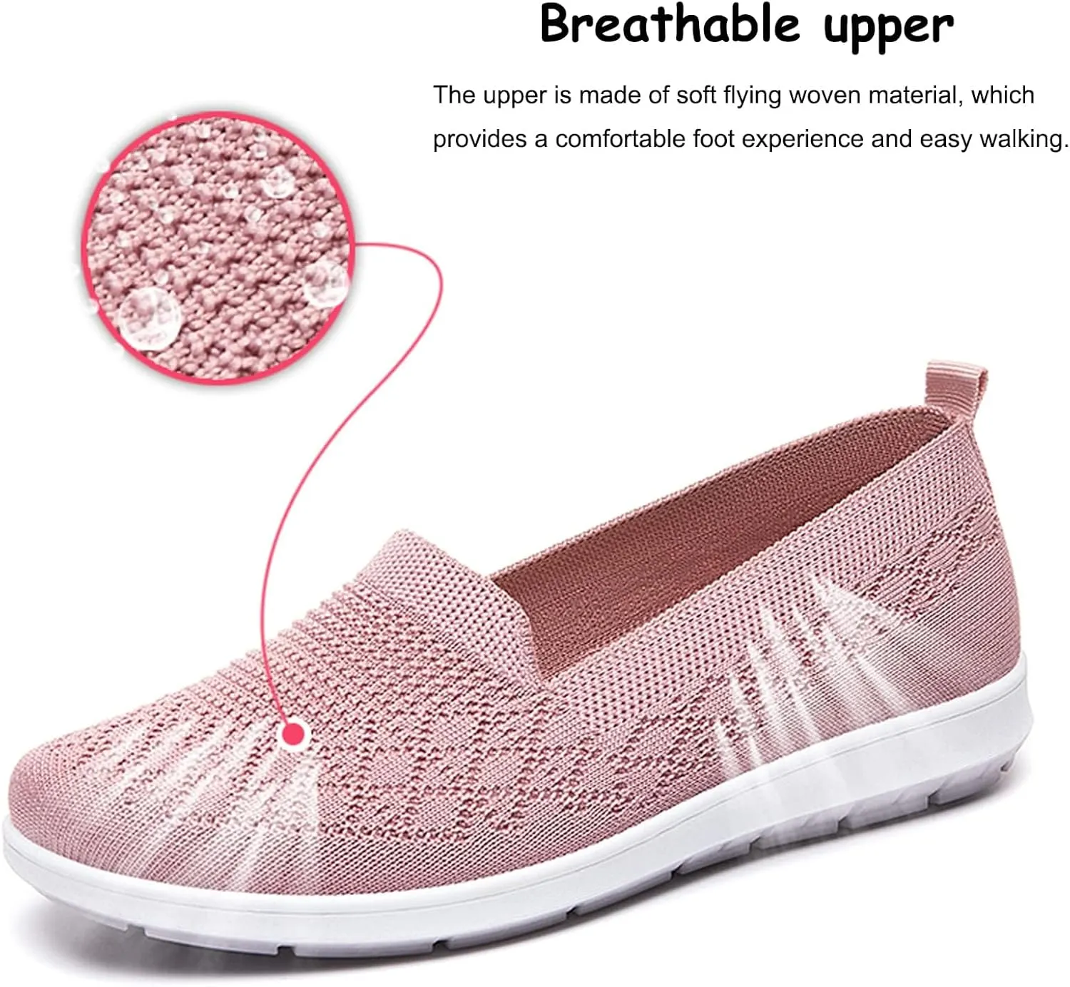 Women's Flat Breathable Fly Woven Mesh Sneakers,Casual Fashion Non-Slip Walking Shoes Comfortable Soft Sole Slip-on Loafers Tennis Shoes