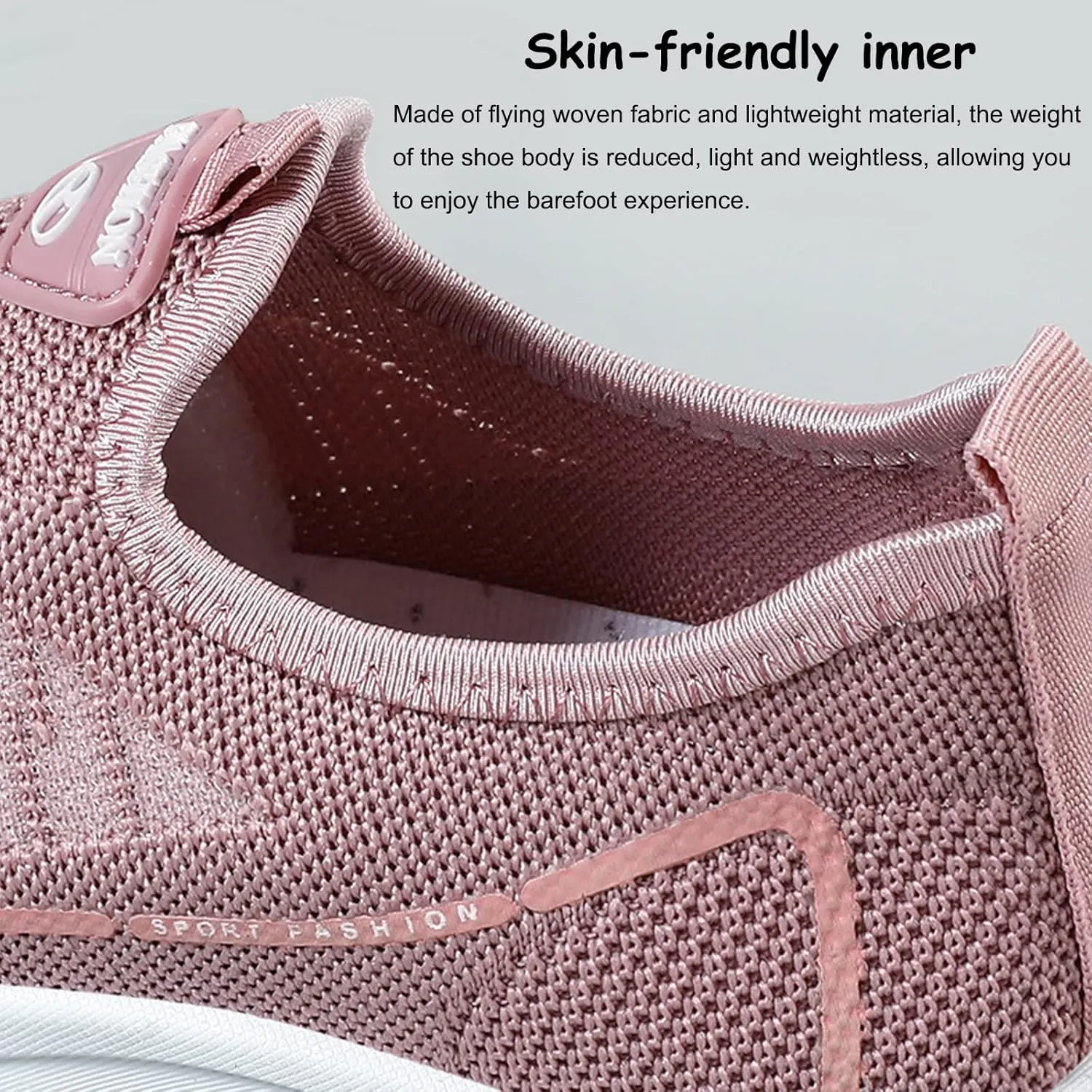 Women's Flat Breathable Fly Woven Mesh Sneakers,Casual Fashion Non-Slip Walking Shoes Comfortable Soft Sole Slip-on Loafers Tennis Shoes
