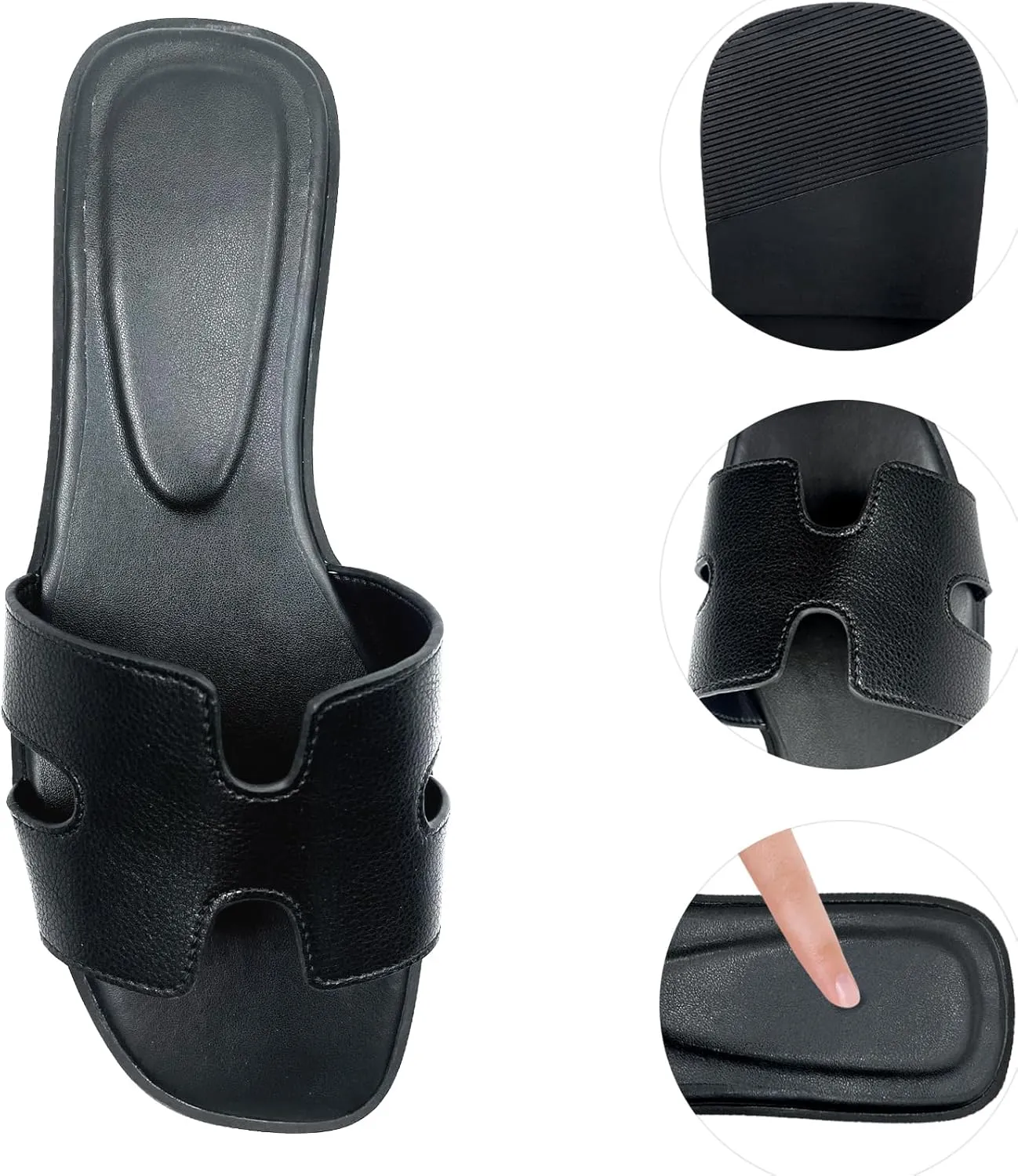 Women's Flat Sandals.Flat Sandals with Unique Design, PU Leather Handcrafted Slippers,Versatile for Vacation, Home, Casual Wear, Gift