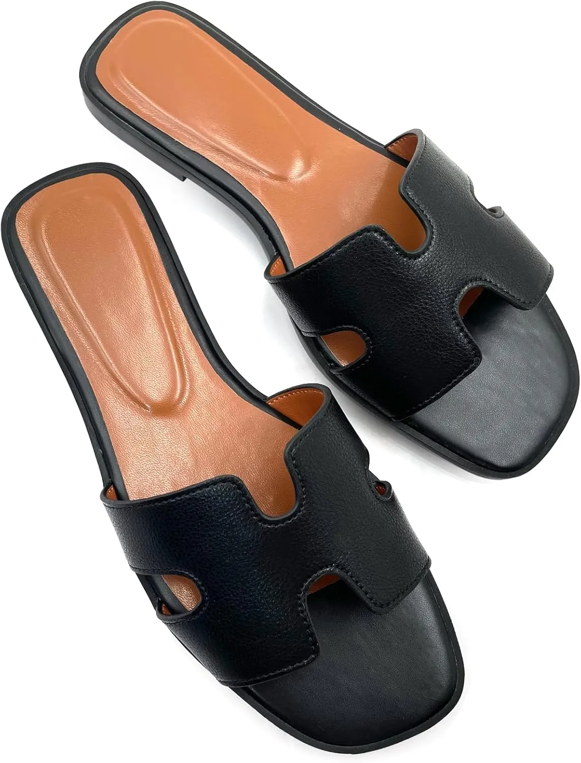 Women's Flat Sandals.Flat Sandals with Unique Design, PU Leather Handcrafted Slippers,Versatile for Vacation, Home, Casual Wear, Gift