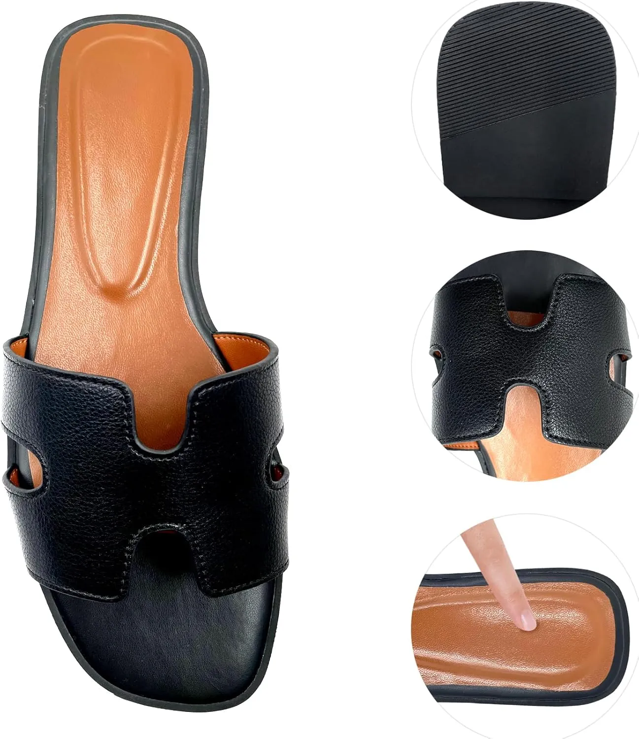 Women's Flat Sandals.Flat Sandals with Unique Design, PU Leather Handcrafted Slippers,Versatile for Vacation, Home, Casual Wear, Gift