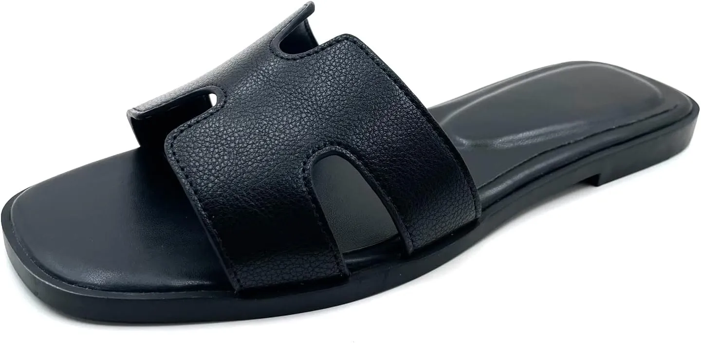 Women's Flat Sandals.Flat Sandals with Unique Design, PU Leather Handcrafted Slippers,Versatile for Vacation, Home, Casual Wear, Gift