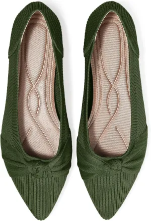 Women's Flats Shoes Comfortable Dressy Pointed Toe Knit Washable Ballet Flat