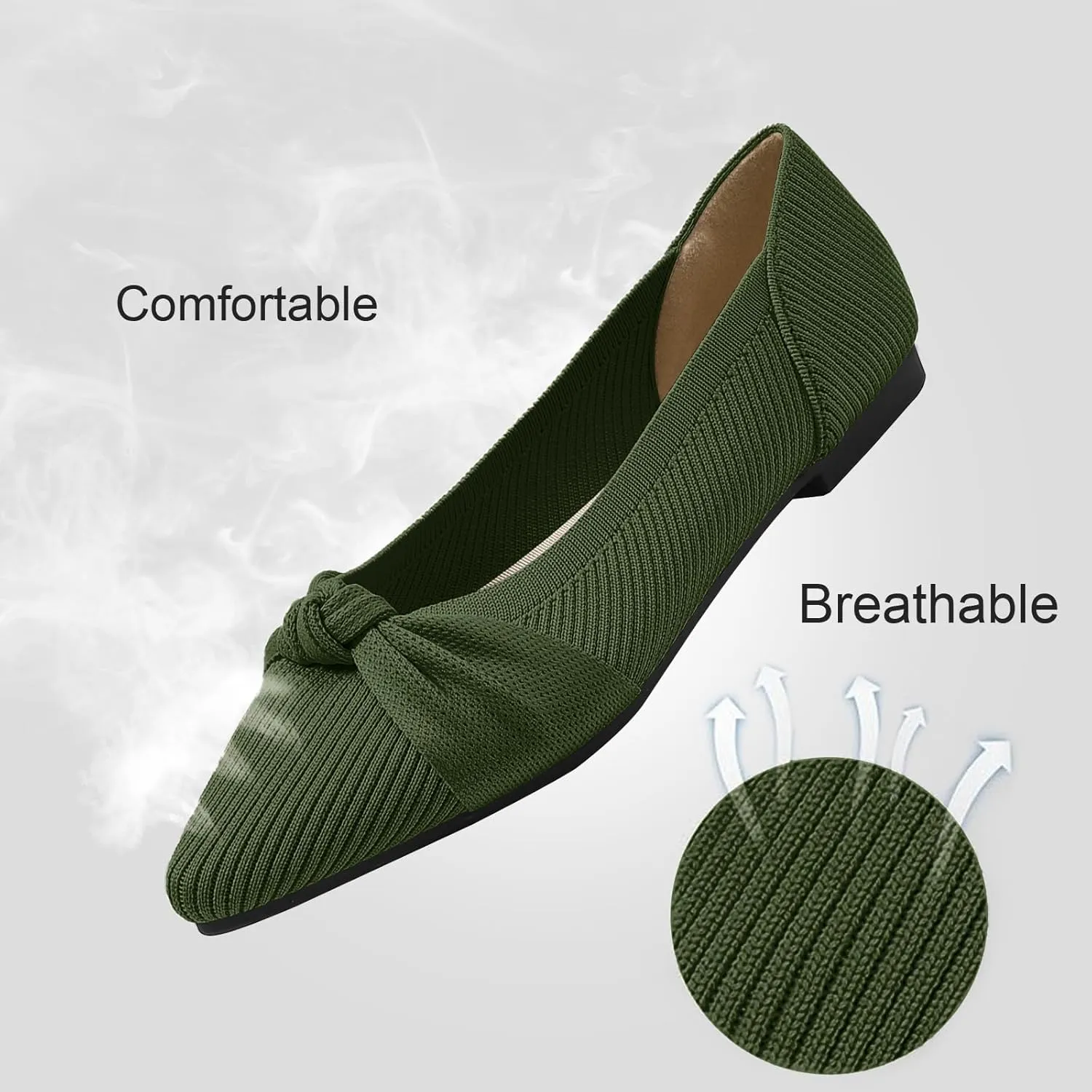Women's Flats Shoes Comfortable Dressy Pointed Toe Knit Washable Ballet Flat