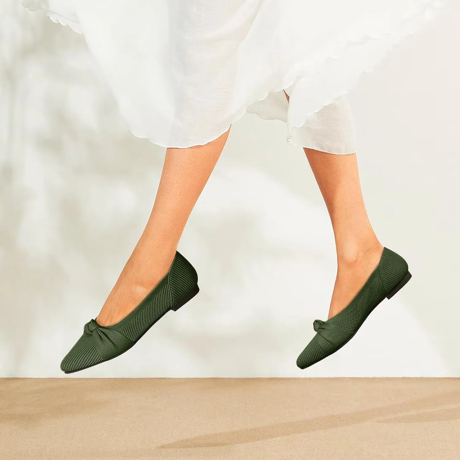 Women's Flats Shoes Comfortable Dressy Pointed Toe Knit Washable Ballet Flat