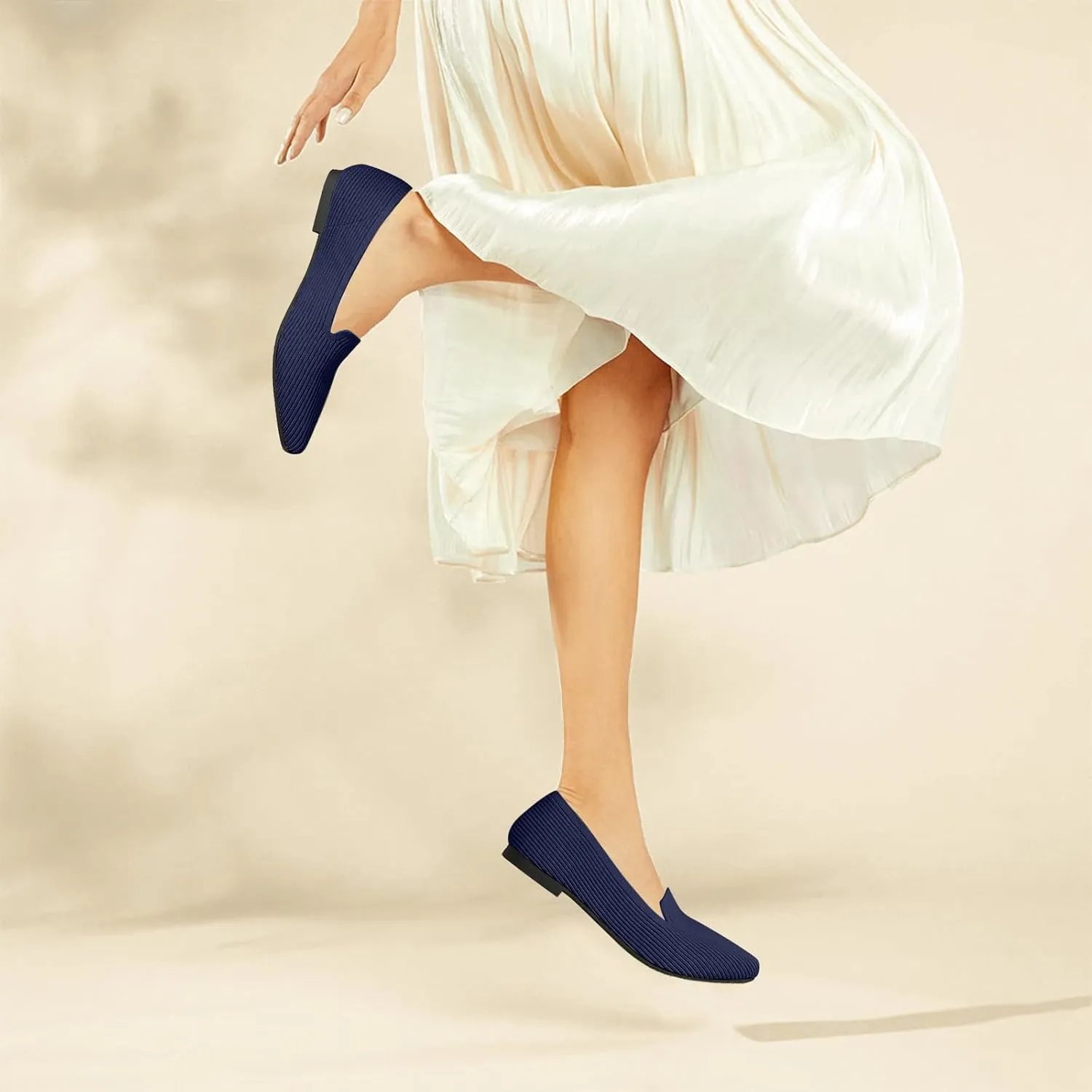 Women's Flats Shoes Pointed Toe Knit Washable Ballet Comfortable Dressy Work Flat