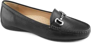 Women's Genuine Leather Slip on Buckle Loafer