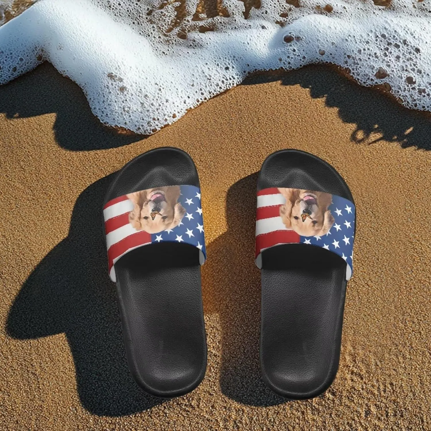 Womens Indoor Bathroom Quick-dry Shower Slides Non-Slip Outdoor Fashion Painted Summer Beach Sandal SizeUS 5-12.5