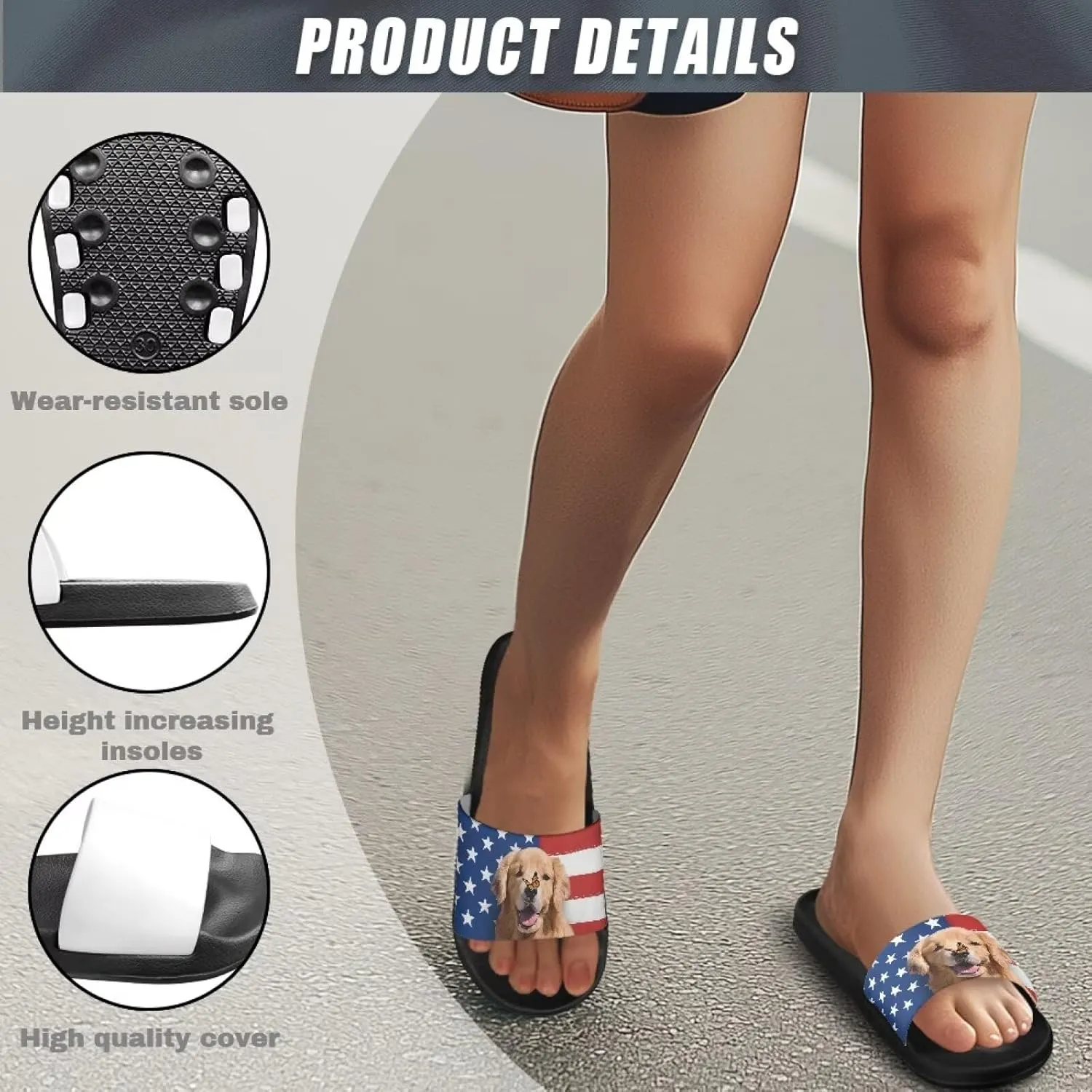 Womens Indoor Bathroom Quick-dry Shower Slides Non-Slip Outdoor Fashion Painted Summer Beach Sandal SizeUS 5-12.5