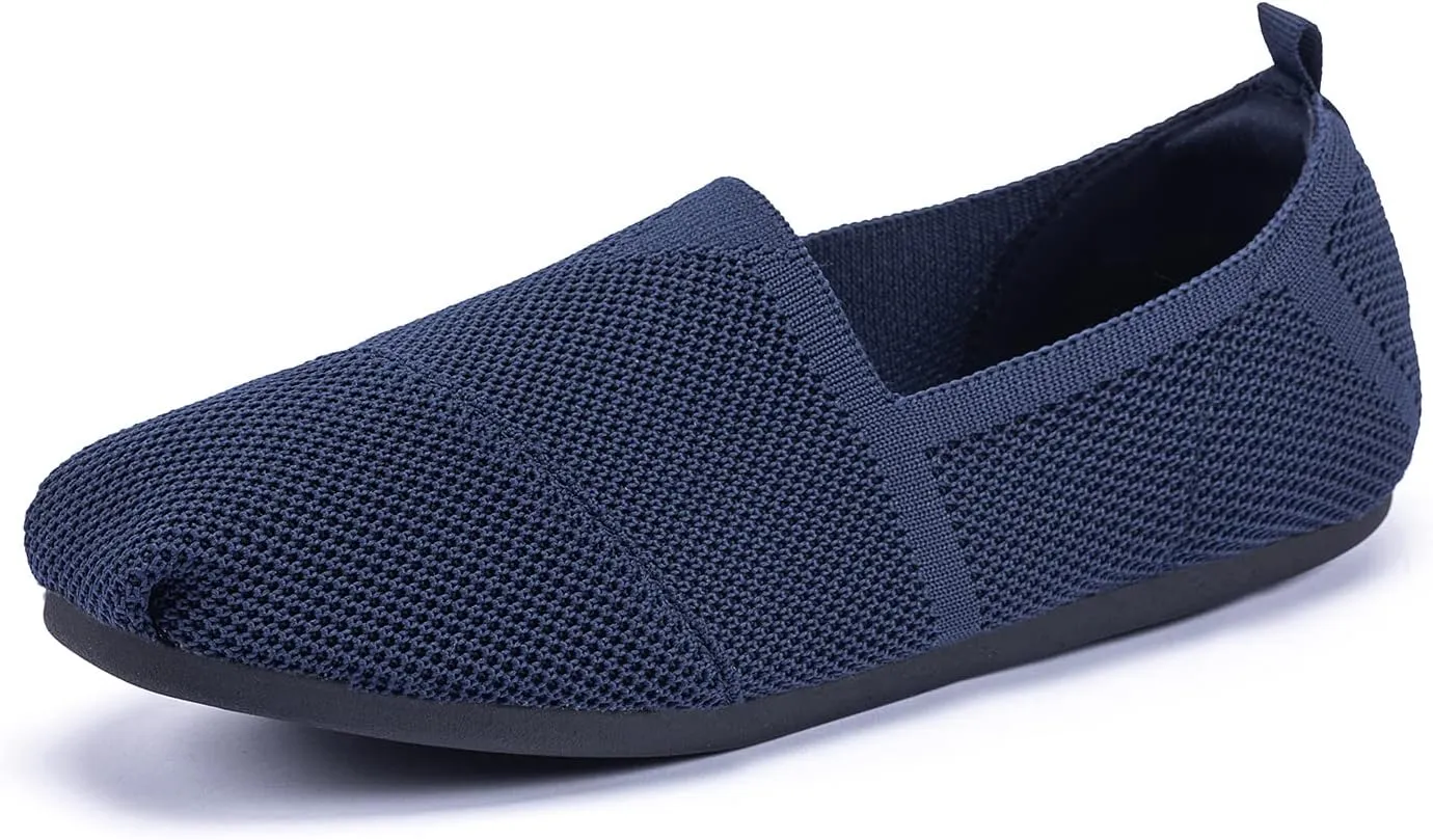 Women's Knit Flat Shoes,Classic Casual Washable Shoes,Comfortable Walking Slip-On Ballerina Square Toe Shoes for Women