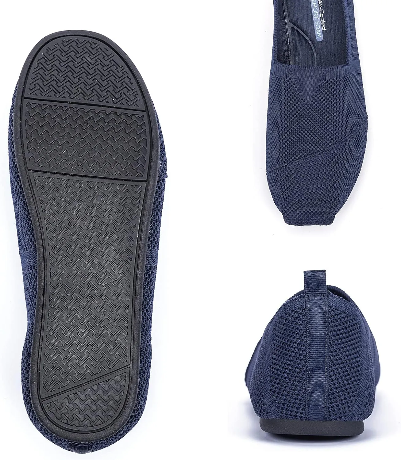 Women's Knit Flat Shoes,Classic Casual Washable Shoes,Comfortable Walking Slip-On Ballerina Square Toe Shoes for Women