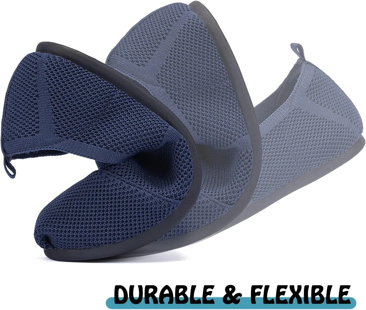 Women's Knit Flat Shoes,Classic Casual Washable Shoes,Comfortable Walking Slip-On Ballerina Square Toe Shoes for Women