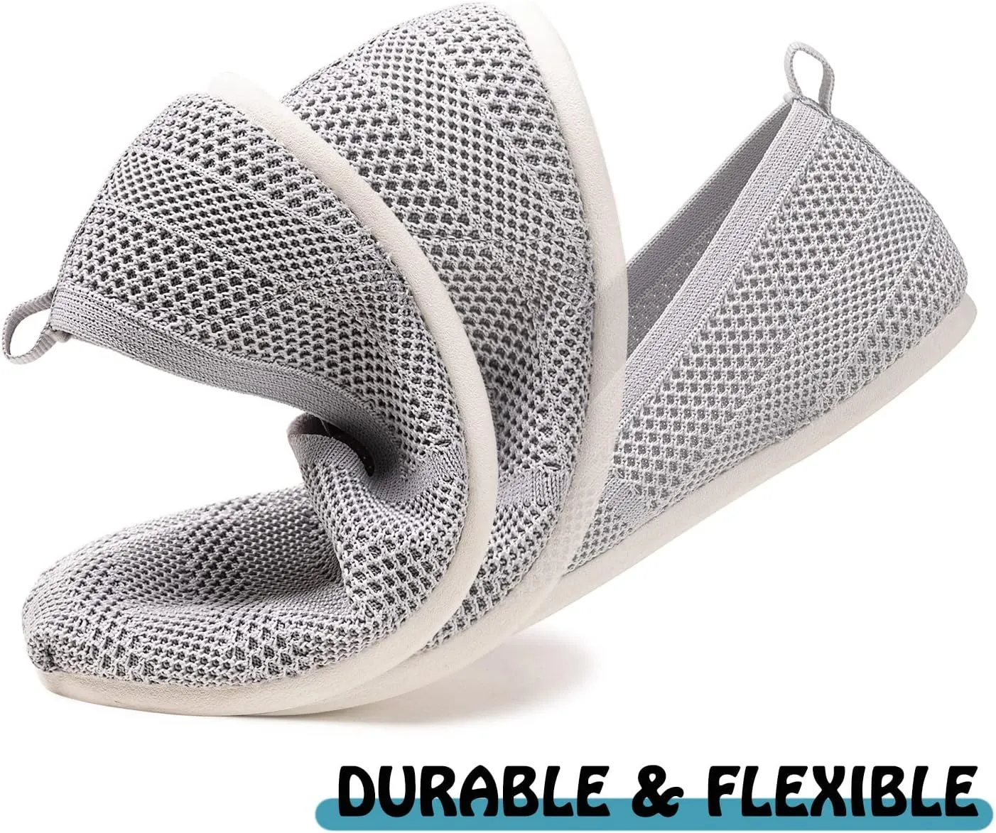 Women's Knit Flat Shoes,Classic Casual Washable Shoes,Comfortable Walking Slip-On Ballerina Square Toe Shoes for Women