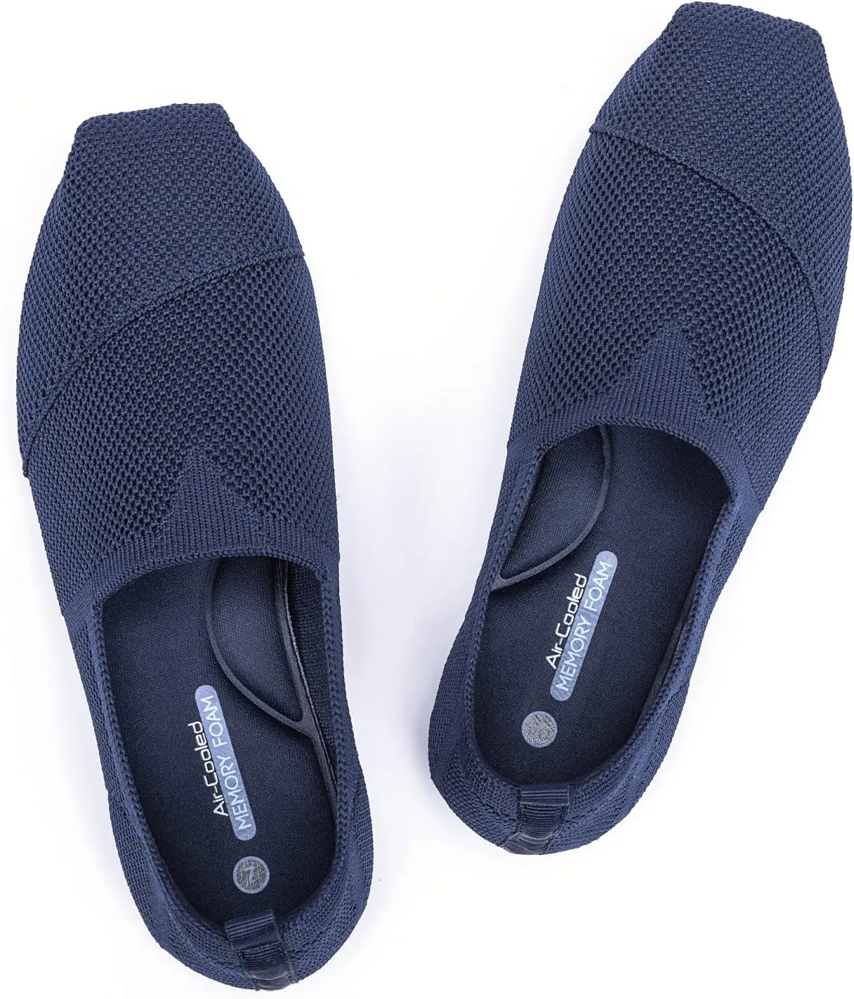 Women's Knit Flat Shoes,Classic Casual Washable Shoes,Comfortable Walking Slip-On Ballerina Square Toe Shoes for Women