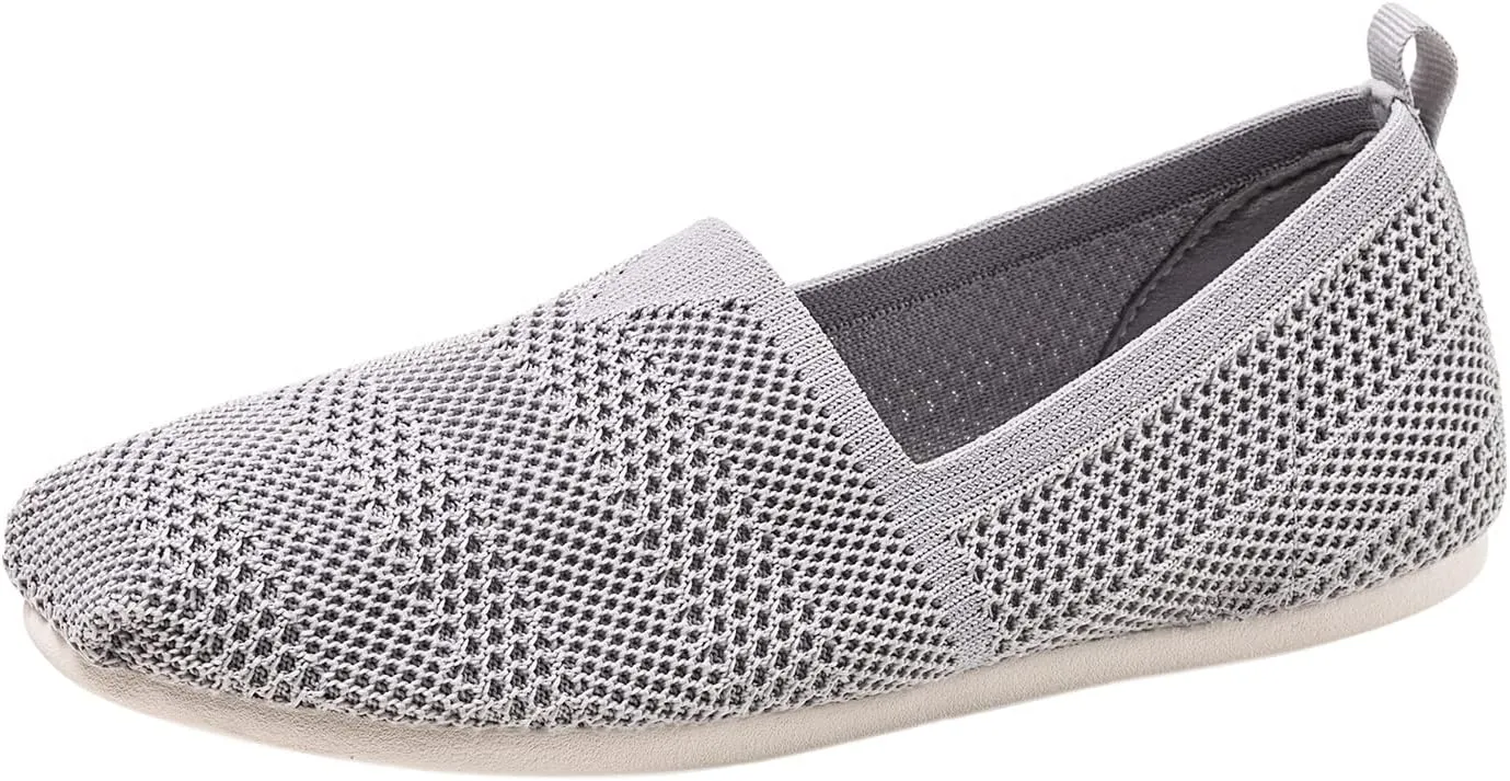 Women's Knit Flat Shoes,Classic Casual Washable Shoes,Comfortable Walking Slip-On Ballerina Square Toe Shoes for Women