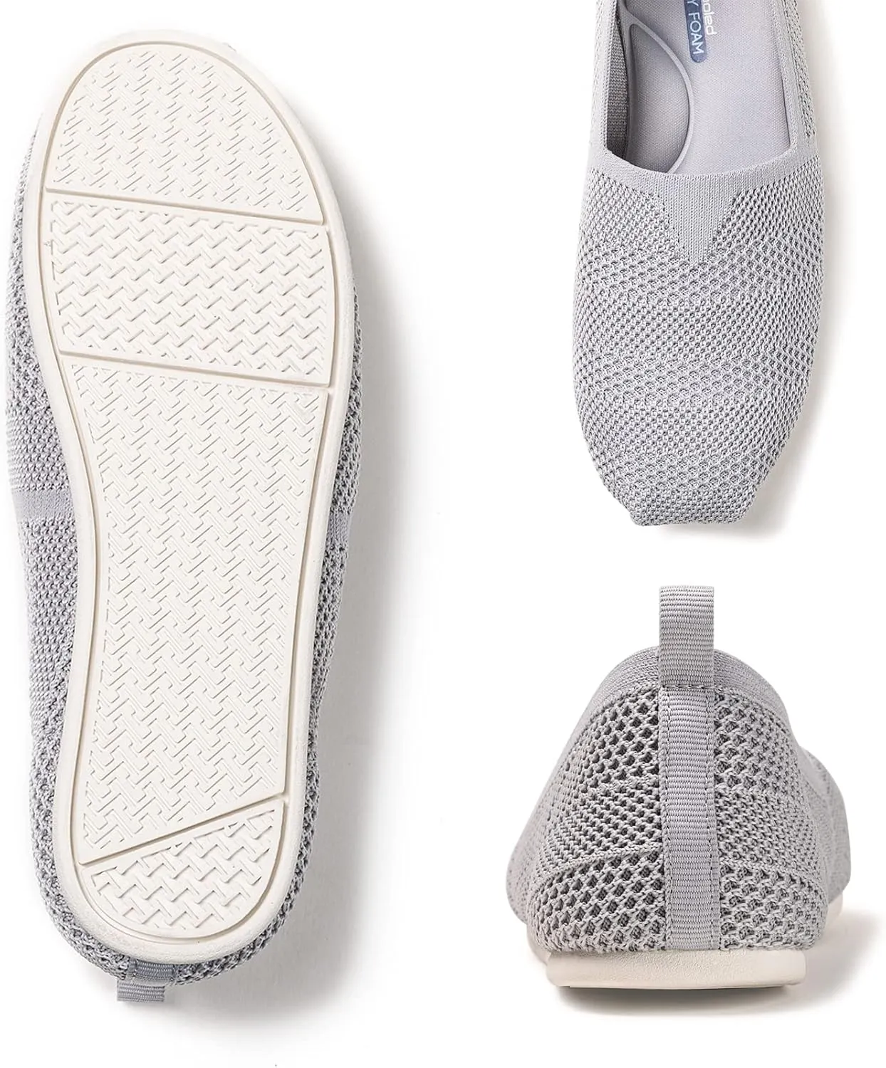 Women's Knit Flat Shoes,Classic Casual Washable Shoes,Comfortable Walking Slip-On Ballerina Square Toe Shoes for Women