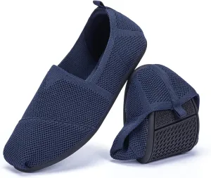 Women's Knit Flat Shoes,Classic Casual Washable Shoes,Comfortable Walking Slip-On Ballerina Square Toe Shoes for Women