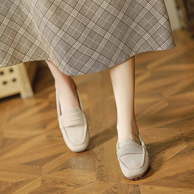 Women’s Lightweight Knit Loafers Driving Loafer,Slip On Flat Boat Shoes Flat Bottom Breathable Loafer Shoes