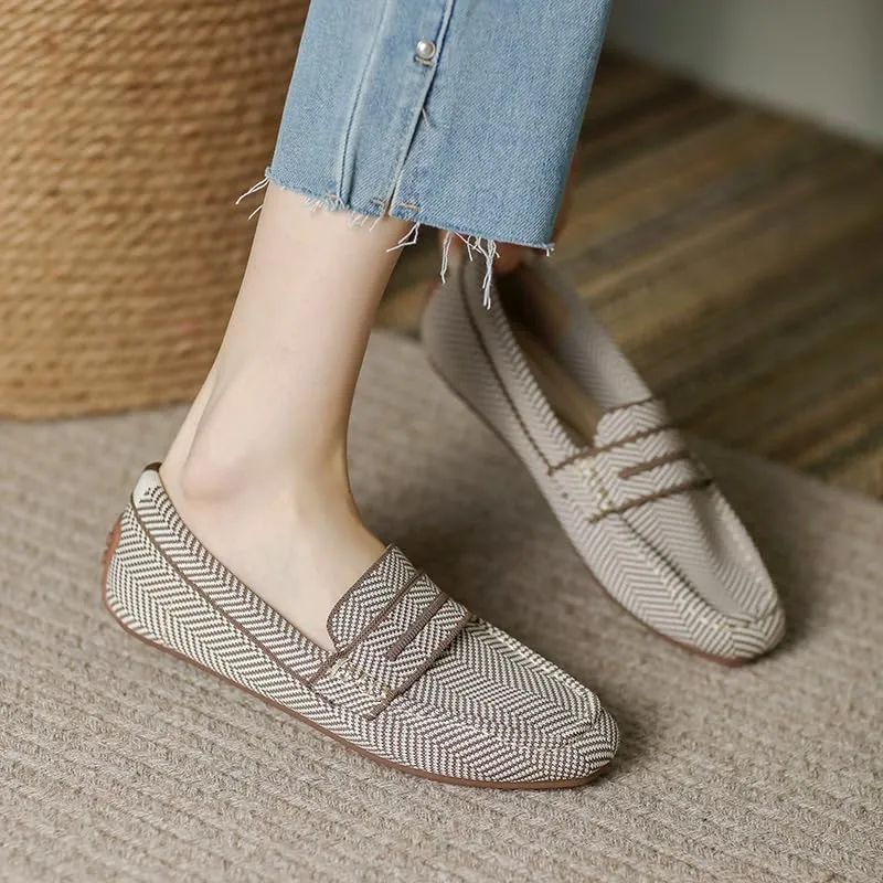 Women’s Lightweight Knit Loafers Driving Loafer,Slip On Flat Boat Shoes Flat Bottom Breathable Loafer Shoes