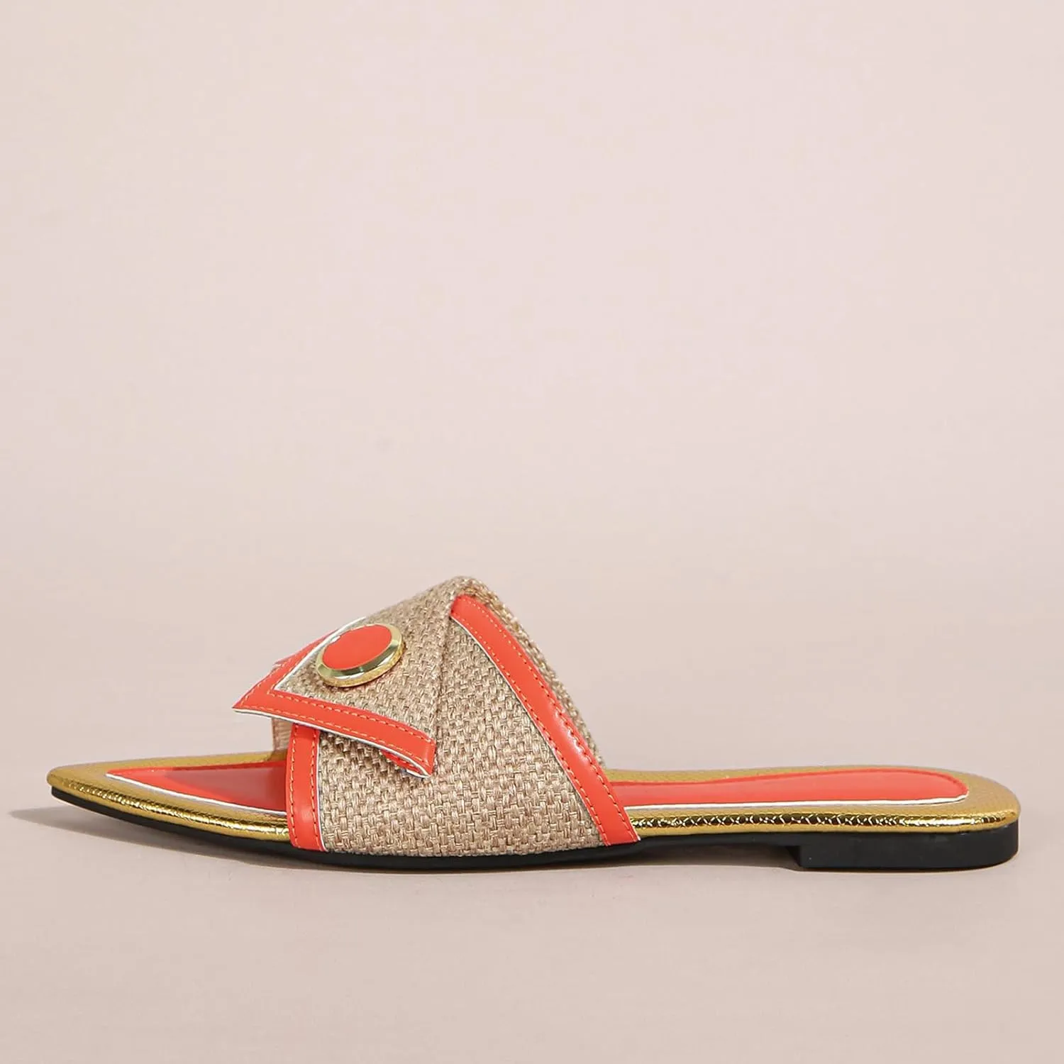 Women's Linen Fashion Pointed Toe Flat Slides Sandals Comfortable Lightweight Non-Slip Open Toe Slip On Summer Beach Slippers