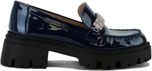 Women's Loafer with Rhinestone Chunky Penny Loafer Lug Sole Platform Loafer Round Toe Slip On Loafers