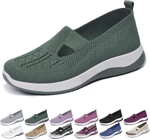 Womens Orthopedic Shoes Slip on Walkingshoes Mesh Breathable Soft Woven Shoe Non-Slip Footwear Lightweight Comfortable Arch Support Sneakers