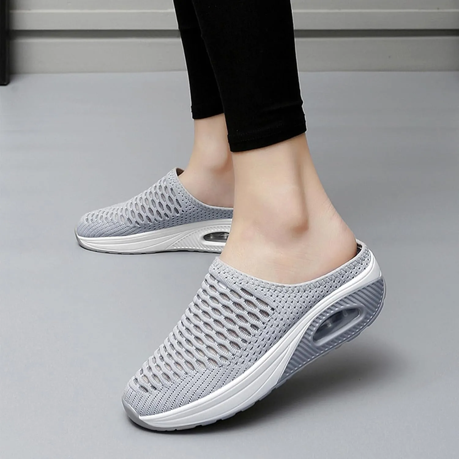Womens Orthopedic Slippers Summer Lightweight Slip On Soft Sole Mules with Arch Support Casual Comfortable Mesh Hollow Out Closed Toe Open Back Walking Shoes