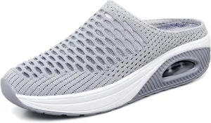 Womens Orthopedic Slippers Summer Lightweight Slip On Soft Sole Mules with Arch Support Casual Comfortable Mesh Hollow Out Closed Toe Open Back Walking Shoes
