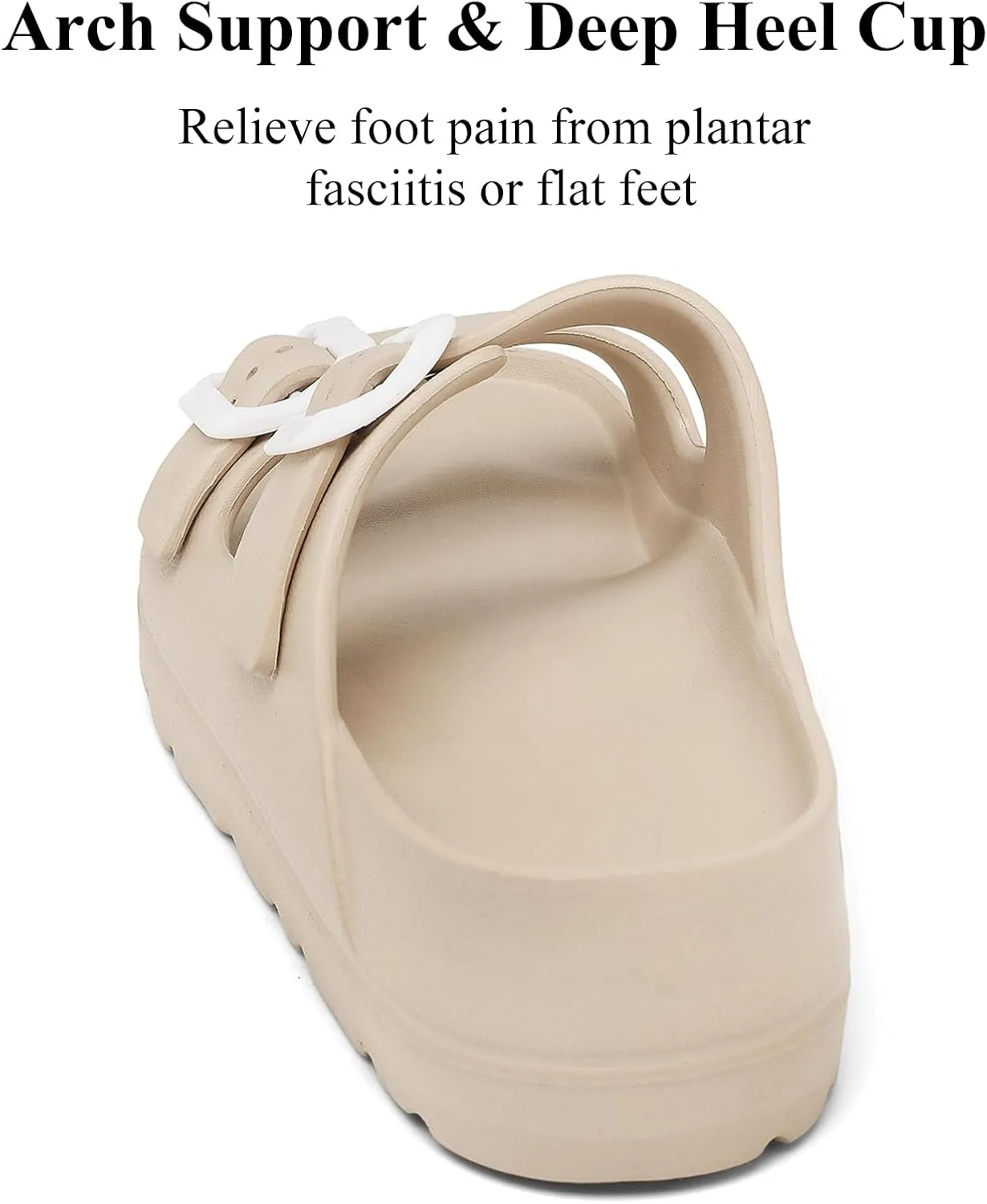 Womens Platform Sandals with Arch Support, Adjustable Buckle Beach Sandal Woman Comfort Lightweight Ultra Cushion EVA Slides
