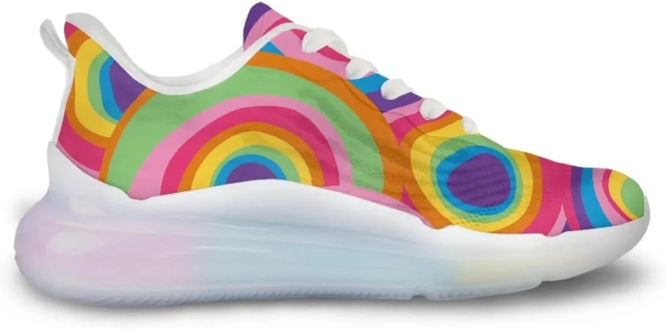 Women's Rainbow Sneaker Cozy Lightweight Air Cushion Footwear Travel Sneaker Breathable Anti-Slip Walking Shoes for Women US 6-11