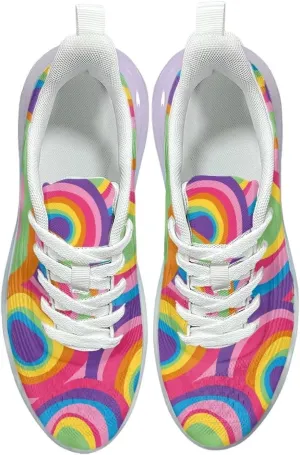 Women's Rainbow Sneaker Cozy Lightweight Air Cushion Footwear Travel Sneaker Breathable Anti-Slip Walking Shoes for Women US 6-11