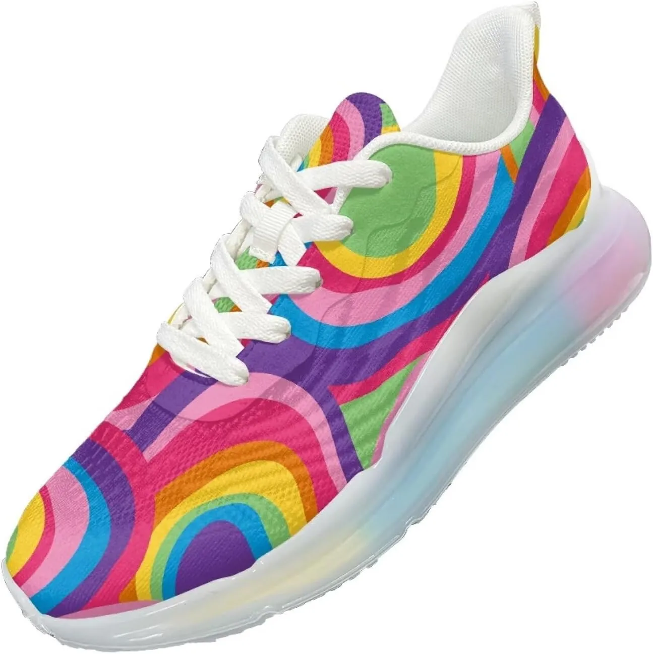 Women's Rainbow Sneaker Cozy Lightweight Air Cushion Footwear Travel Sneaker Breathable Anti-Slip Walking Shoes for Women US 6-11