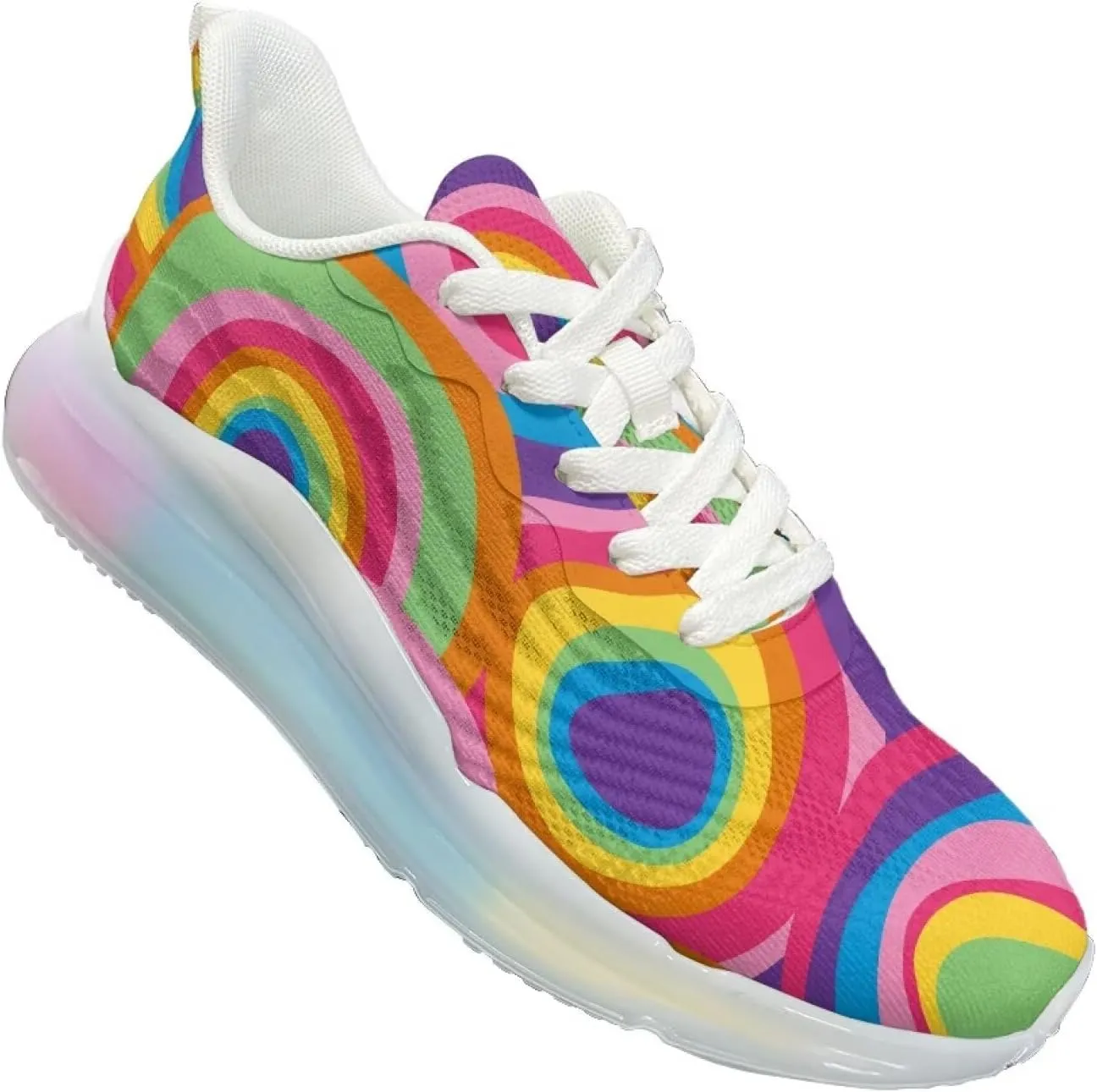 Women's Rainbow Sneaker Cozy Lightweight Air Cushion Footwear Travel Sneaker Breathable Anti-Slip Walking Shoes for Women US 6-11