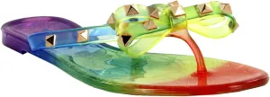 Womens Sandals Studded Jelly Bow Flip Flops