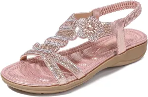 Womens Sandals Summer Dressy Flat Sandals Casual Comfortable Beach Bohemian Sandal Flat Shoes